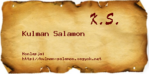 Kulman Salamon névjegykártya